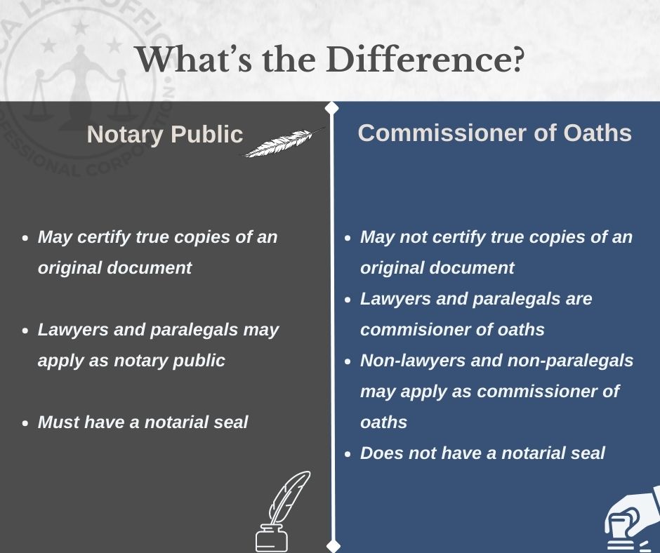 Notary Public vs Commissioner of Oaths Difference between Notary Public and Commissioner of Oaths