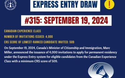 Express Entry Draw #315: September 19, 2024 – Invitations to Apply for Permanent Residence
