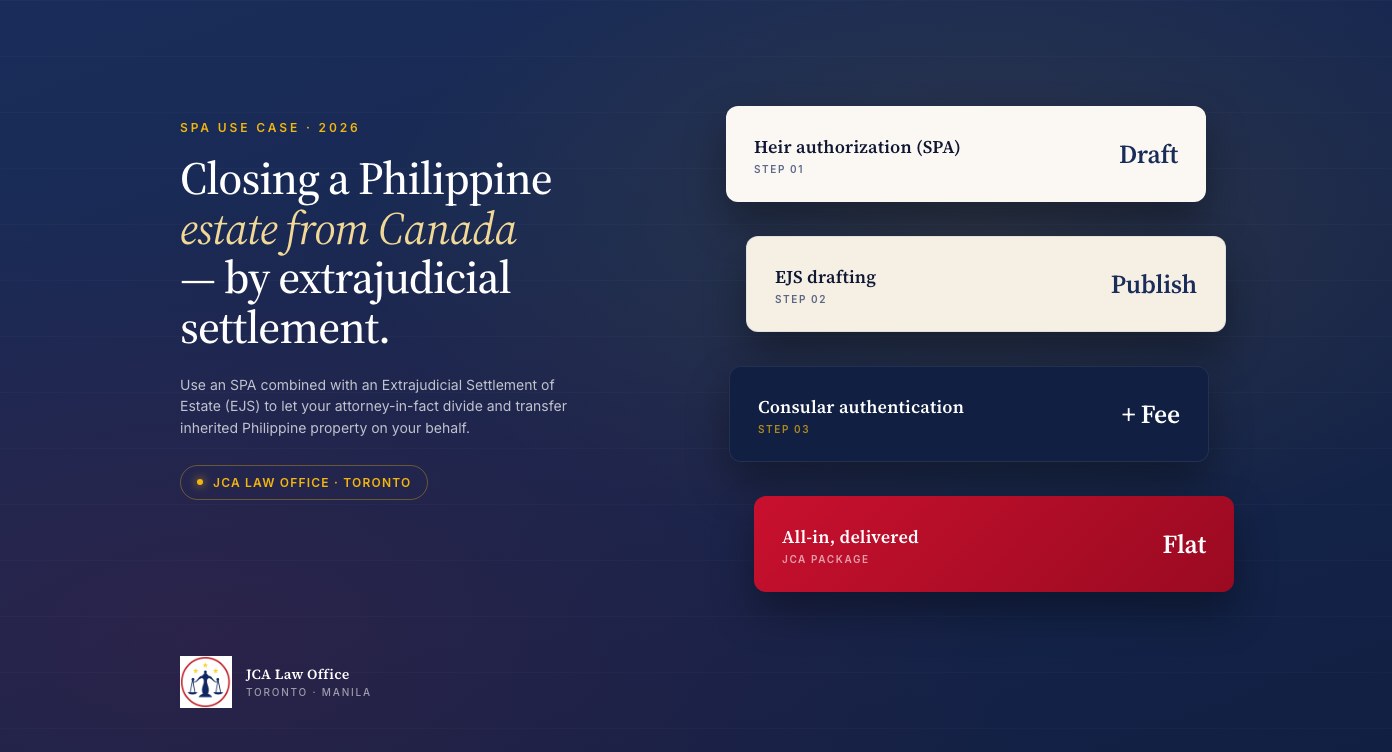 SPA for Estate Settlement: Extrajudicial Settlement from Canada (2026)