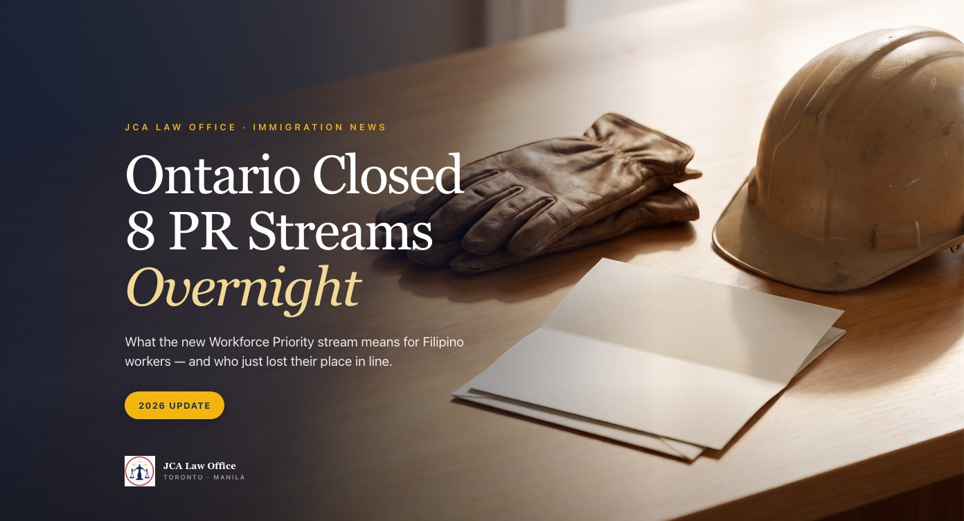 Work gloves and a hard hat beside a formal letter, with the headline Ontario Closed 8 PR Streams Overnight